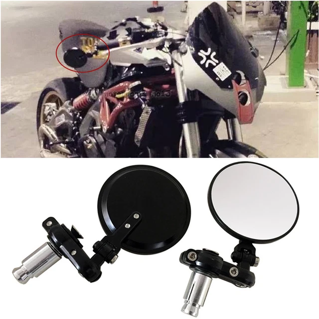 3" Round 7/8" Handle Bar End Mirrors Universal Black For Honda Street Fighter US