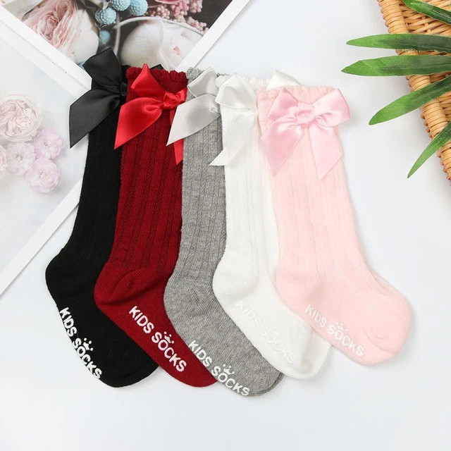 Colore solido Calzini di Bow Toddler Ankle Baby Girls Legging Bambini Sock