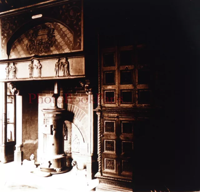 PARIS Musée de Cluny Cheminée Le Mans c1910 Photo Plaque verre Stereo