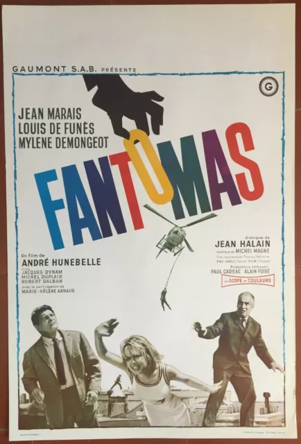 Affiche Belge FANTOMAS Jean Marais LOUIS DE FUNES Mylène Demongeot