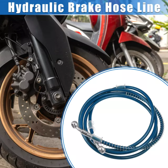 Motorcycle 220cm 86.61" 10mm 0.39" Hydraulic Brake Hose Line Pipeline Blue