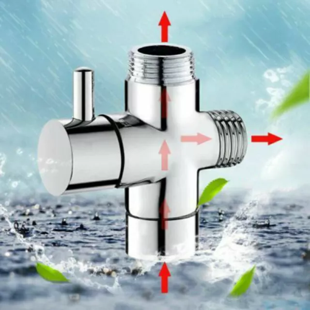 G1/2" 3 Wege Dusche Umschaltventil Umstellventil Duschkopf Ventil für Bad WC DE 2