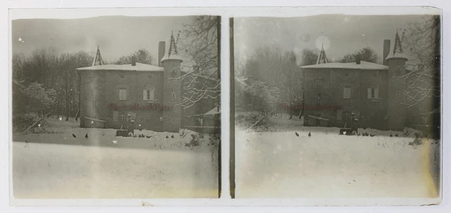 France Snow Castle Photo Stereo P50L3n2 Glass Plate Vintage c1930