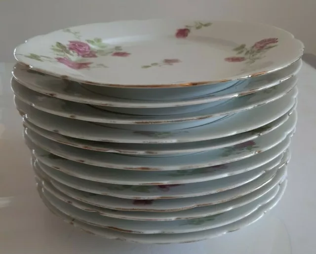 Service 12 assiettes porcelaine XIXe siècle J.P.L. (Jean Pouyat Limoges)