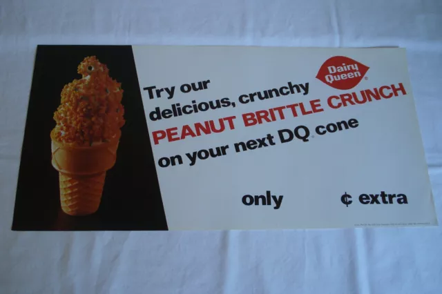 RARE 1979 Dairy Queen Peanut Brittle Crunch Ice Cream Banner Poster Sign Vintage