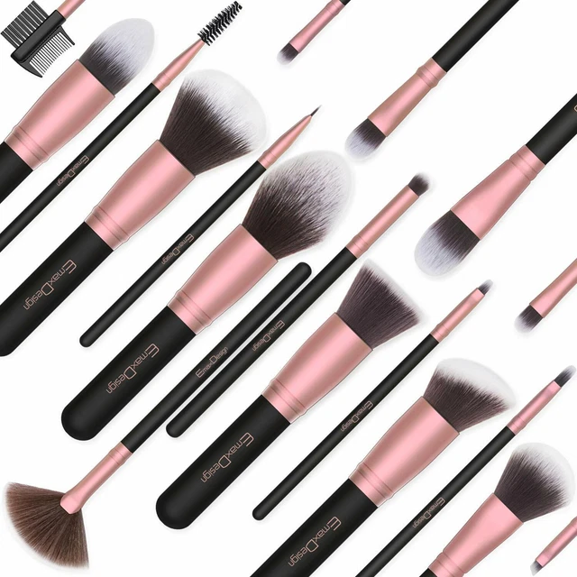 18 x Pennelli per il trucco, Set professionale per make up, Setole morbide 3