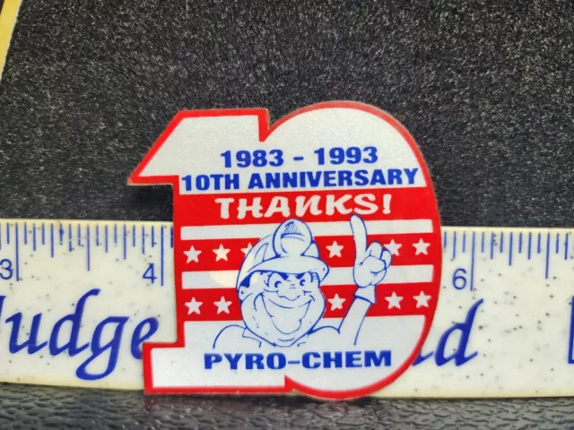 Vintage Coal Mine Helmet Sticker Pyro-Chem 1983-93 10yr Anniversary