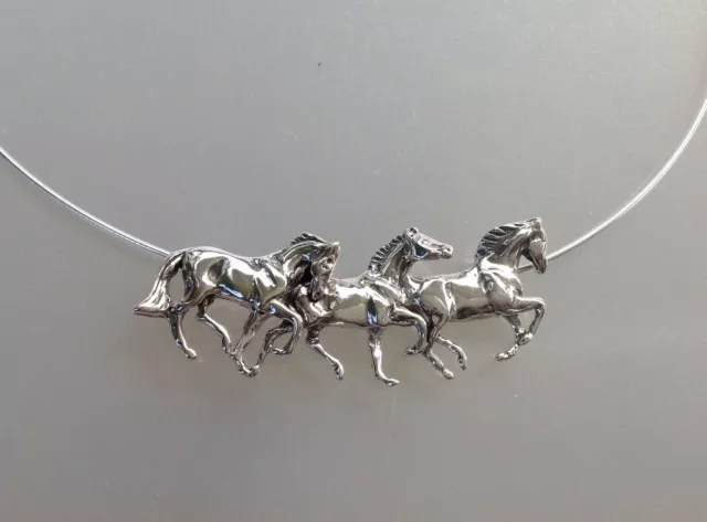 Running Horses  Pendant & Chain Sterling Silver Zimmer Horse Jewelry