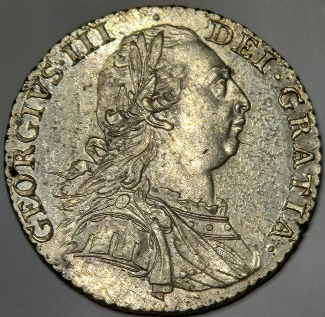 1787 Great Britain George Iii Shilling Km-607.1 Very Hi-Grade Old British Silver