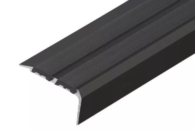 Cezar Wide Grooved Stair Profile w/Rubber Tread, 1-3/8" W x 3/4" H x 2-9/10' L