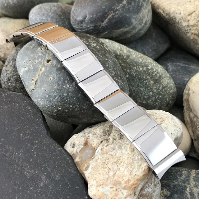 rare 17.25mm 10k White Gold-Filled Flex-Let Premium 1959 nos Vintage Watch Band