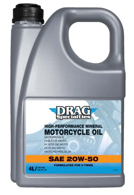Huile Drag Specialties Oil E-Drag 20W50 Minérale 4L De Moto Harley Davidson Tous