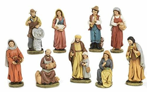 Set 10 Figurine Personaggi per Presepi (Mestieranti, Soldato e Pastori