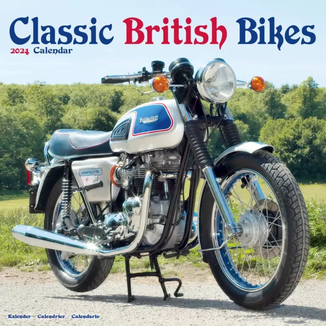 CLASSIC BRITISH MOTORBIKES CALENDAR 2024 SQUARE WALL ( 30cm x 30cm) NEW