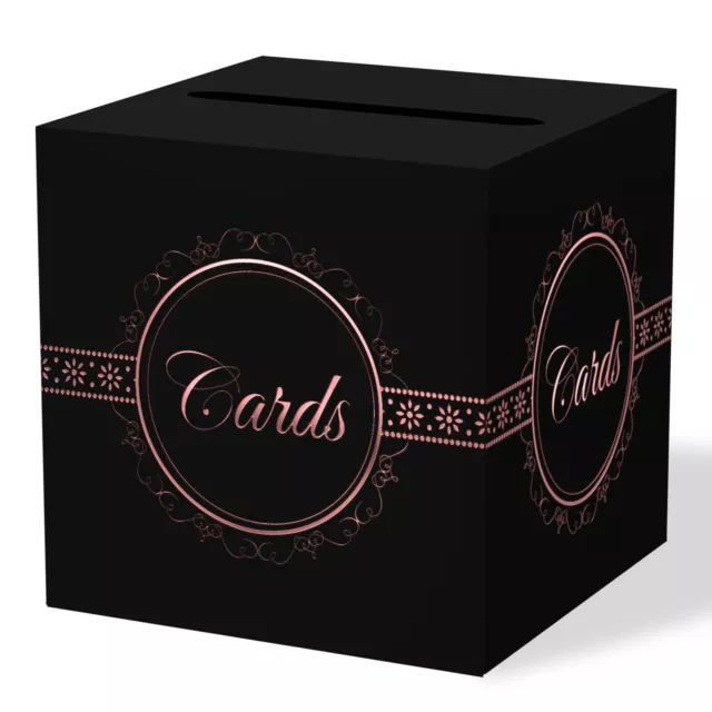 Rose Gold Card Box with Silver Foil Design Gift Cards Receiving Box for Birth...