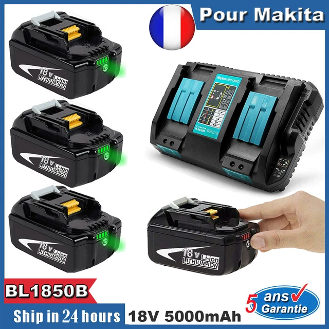 Batteries 5.0Ah 18V XNJTG Pour Makita BL1860 - Lot De 2 Avec Chargeur Double Port