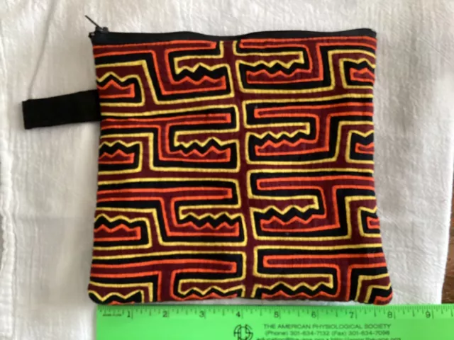 Mola (Guna) Clutch/Cosmetic Bag Hand-stitched 8” Square Zipper Closure