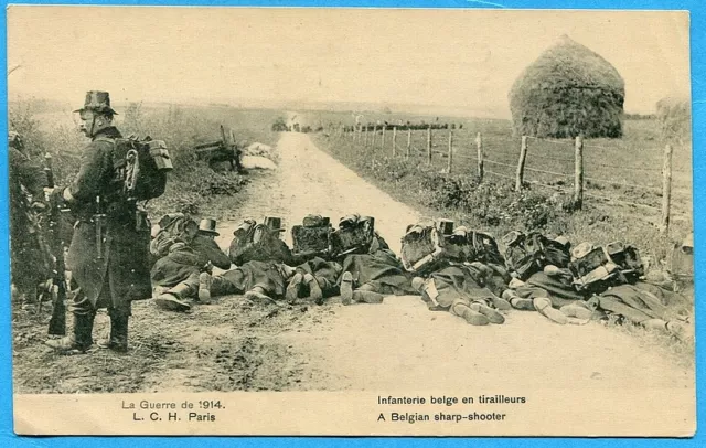 CPA : La Guerre de 1914 - Infanterie belge en tirailleurs / 1915