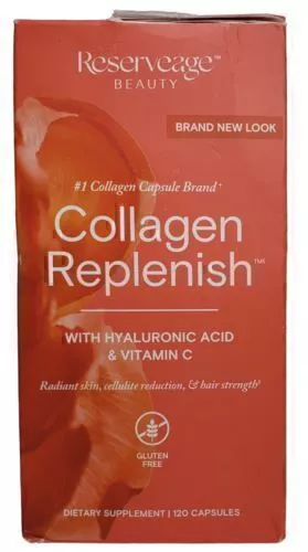 Reserveage Beauty Collagen Replenish w/ Hyaluronic Acid & Vit C 120 Caps 12/24