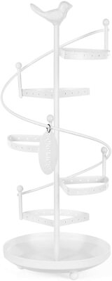 SONGMICS Espositore per Gioielli per Orecchini Anelli Braccialetti Collane Idea Regalo Bianco JJS09WT Albero Portagioie Spirale in Metallo 