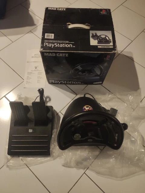 Volant + Pédalier Racing Wheel Pour PlayStation One - Rouge Et Noir - En Boîte