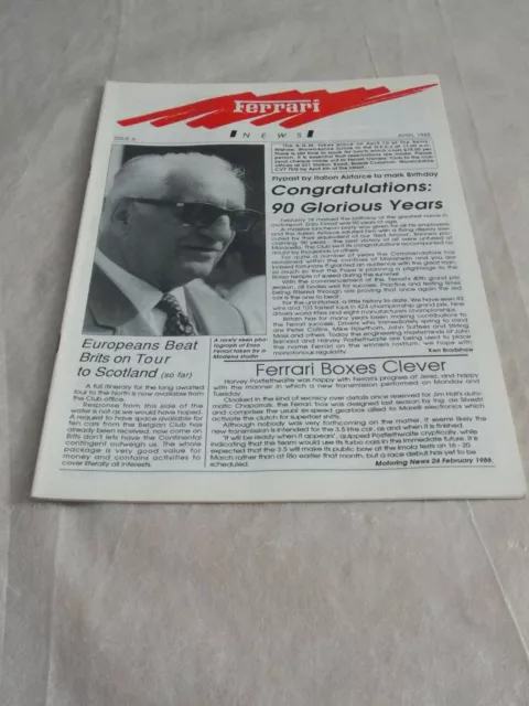Ferrari Uk Owners Club News Issue 6 April 1988 Excellent Condition