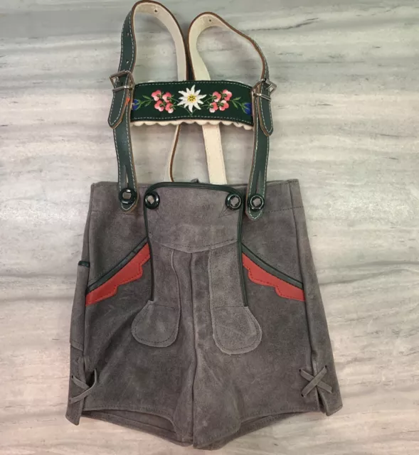 Vtg Toddler German Bavarian Lederhosen Suede Leather Shorts Oktoberfest Karl Fey