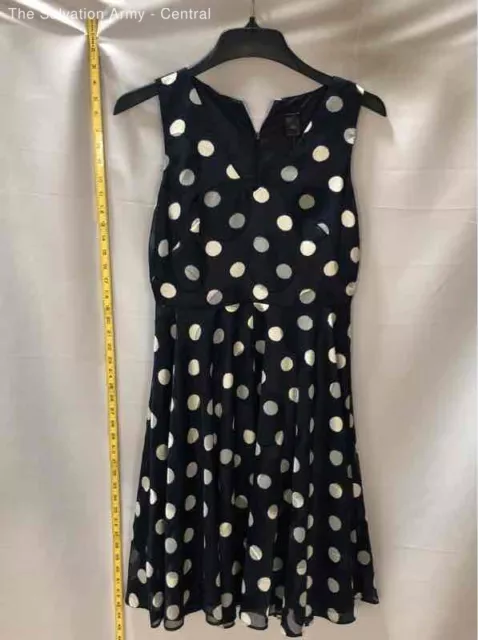 Ann Taylor Womens Navy Blue White Polka Dot Sleeveless Fit & Flare Dress Size 0