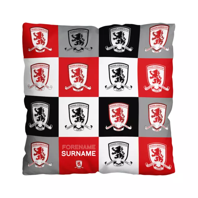 Middlesbrough FC Chequered Officially Licensed Personalised 18"x18" Cushion