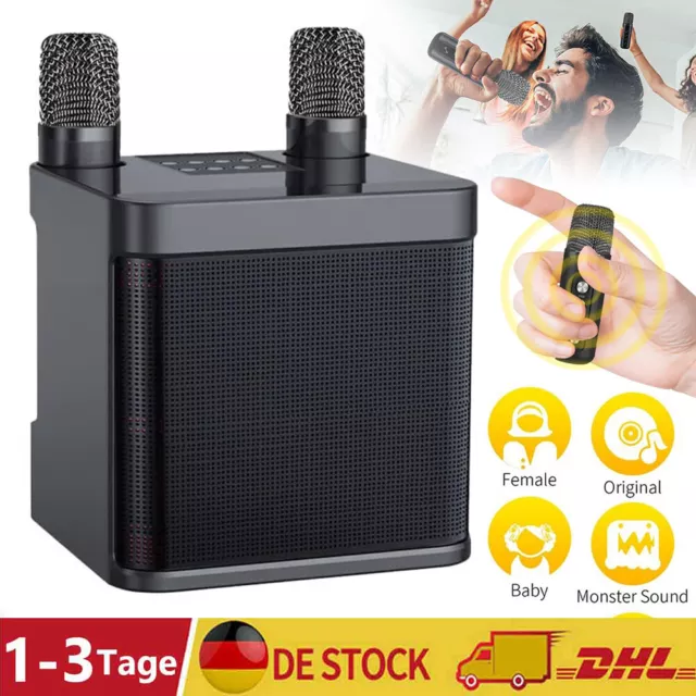 Profi Karaoke Set Anlage Bluetooth Karaoke Lautsprecher Machine mit 2 Mikrofonen