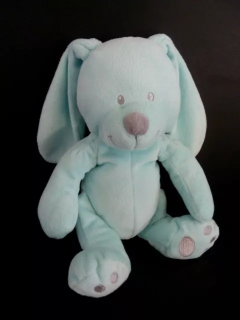 A8. DOUDOU PELUCHE SIMBA TOYS LAPIN BLEU EMPREINTES GRIS  25cm - ETAT NEUF*