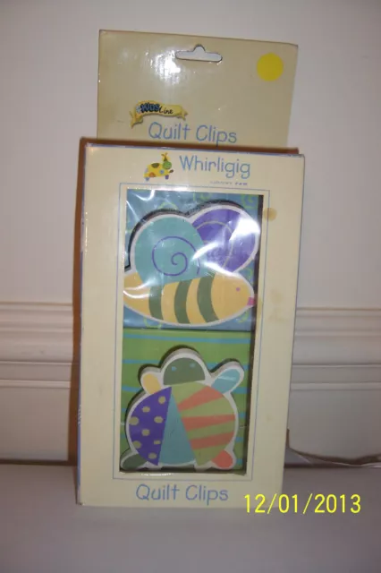 KidsLine Whirligig 2 QUILT COMFORTER CLIPS blue green purple bee ladybug NEW