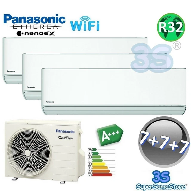 3S CLIMATISEUR multi tri-split A+++ 2+2+2 kw R32 PANASONIC ETHEREA ZKE avec WiFi
