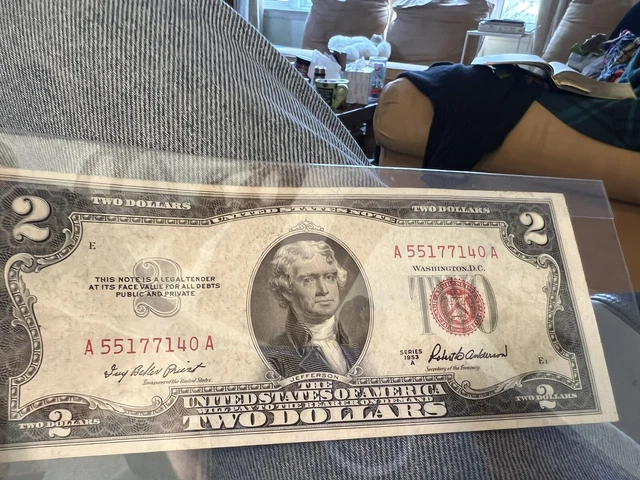 1953-A $2 Two Dollar Bill Red Seal United States Note CU choice