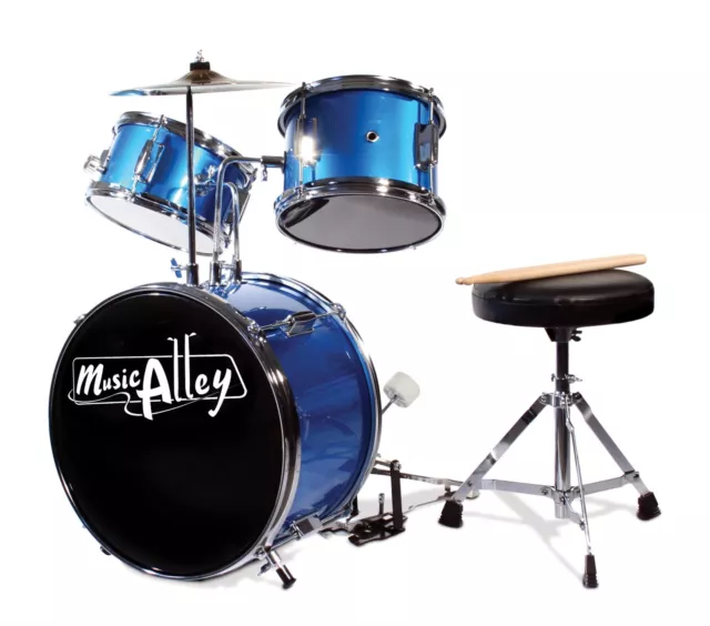 Music Alley Junior Drum Kit for Kids with Drum Stool & Drum Sticks - Blue