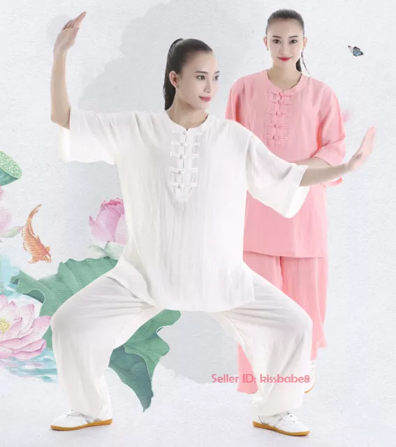 Women Martial Arts Wushu Tai Chi Yoga Sets Cotton Linen Kung Fu Suit Uniform New