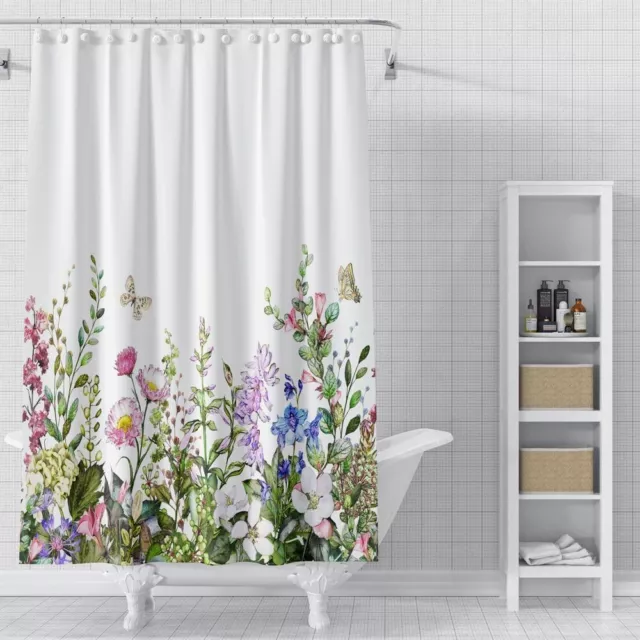 Tenda doccia colorata primavera fiori selvatici illumina il bagno