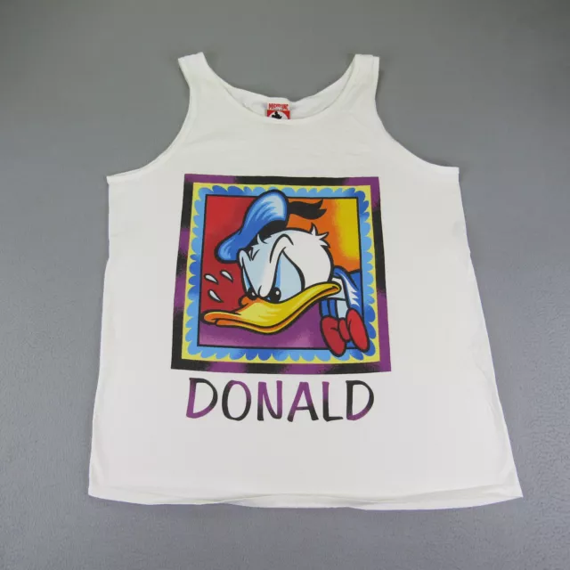 Vintage Disney Shirt Men Extra Large White Donald Duck Sleeveless Tank Top 90s ^