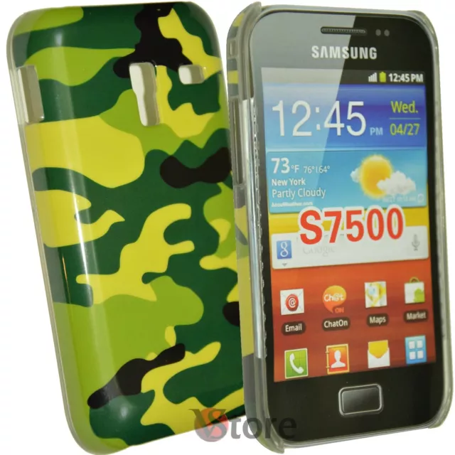 Cover Per Samsung Galaxy Ace Plus S7500 Militare Mimetica Verde