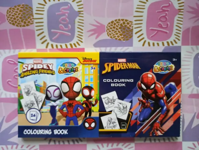 2 Mini Malbuch Marvel SPIDER-MAN & SPIDEY Malbücher Set mit je 24 Seiten Malen