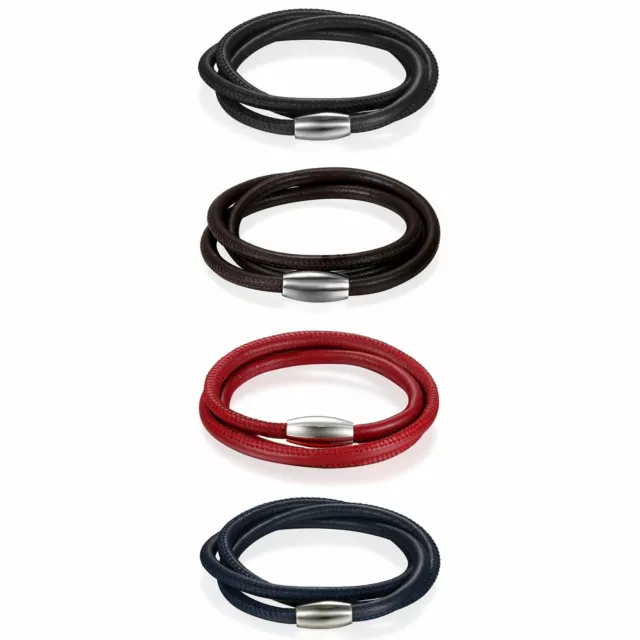 Men Women Multi-layer Leather Braided Bracelet Stainless Steel Magnetic Bangle