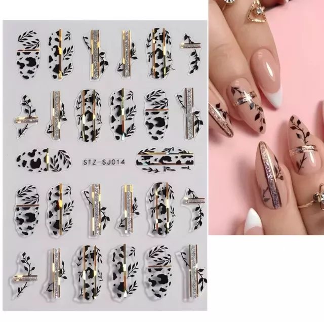 Nail Art Aufkleber Aufkleber Transfers Glitzer Blumen Blumen Blumenlinien Spitze (SJ014)