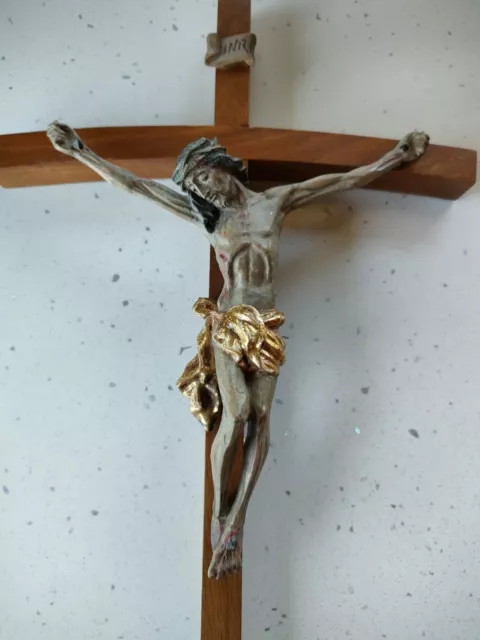 Crocefisso 40 Cm Legno. Arte Sacra. Corpo Cristo legno intagliato policromo