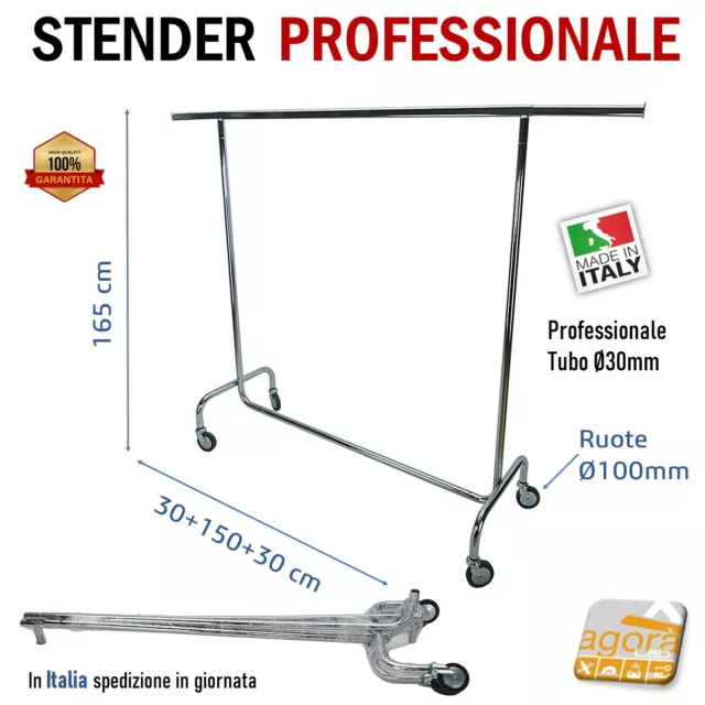 Stender Appendiabiti Attaccapanni Prof Carrello Porta Abiti Cromato Alta Portata