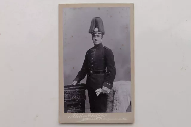 27863 CDV Foto um1900 Soldato Uniforme Atelier Franz Ehrlich Dresda