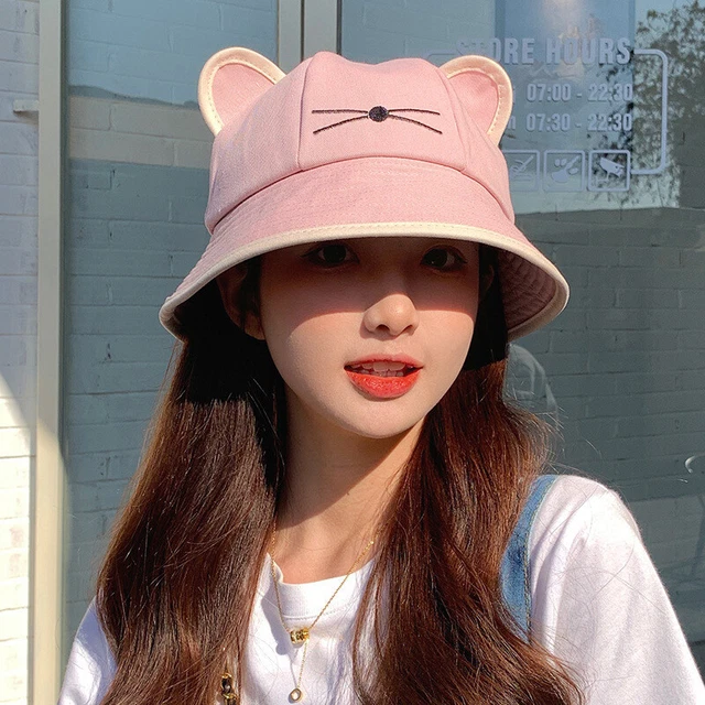 Fashion Cat Whisker Bucket Hat for Women Summer Plain Women Outdoor Hiking B BII