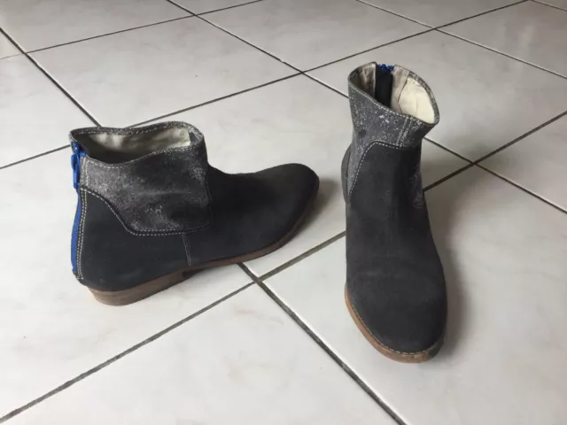Bottines REQINS pointure 39 daim gris/bleu