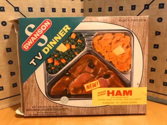 SWANSON TV DINNER box with Tray, 1960s vintage frozen food, Ham, sweet potatoes