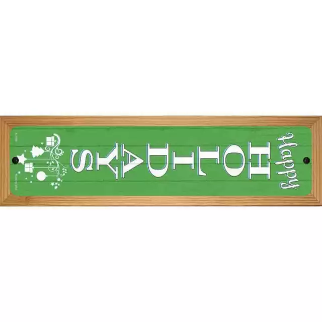 Happy Holidays Green Novelty Wood Mounted Small Metal Street Sign WB-K-1706