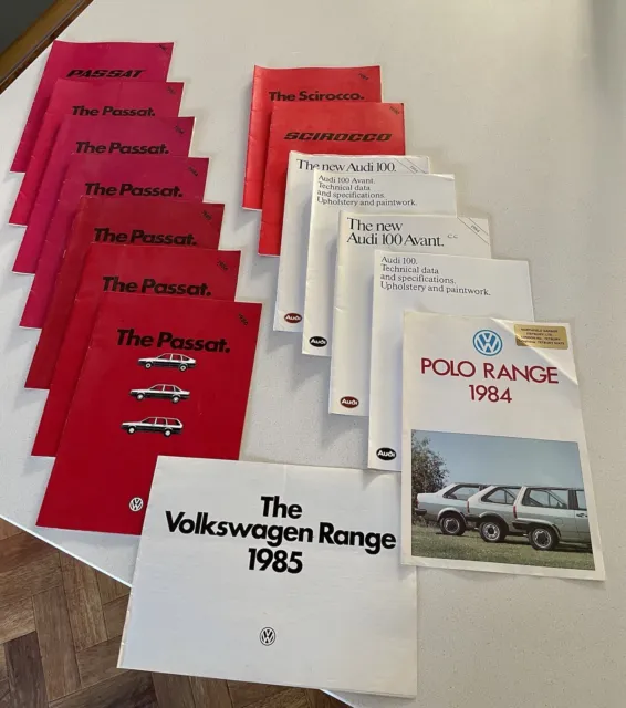 Vintage Volkswagen Audi VW Car Sales Brochures Passat Scirocco Polo Avant 80’s